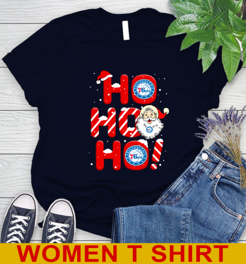 Philadelphia 76ers NBA Basketball Ho Ho Ho Santa Claus Merry Christmas Shirt Women's T-Shirt 2
