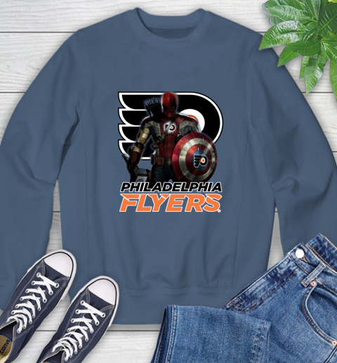 NHL Captain America Thor Spider Man Hawkeye Avengers Endgame Hockey Philadelphia Flyers Sweatshirt 7