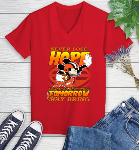 Cleveland Browns NFL Football Mickey Disney Never Lose Hope Women's V-Neck T-Shirt 11