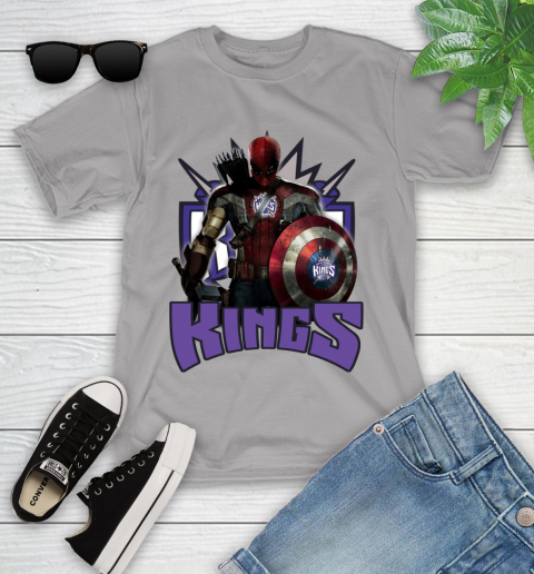 Sacramento Kings NBA Basketball Captain America Thor Spider Man Hawkeye Avengers Youth T-Shirt 4