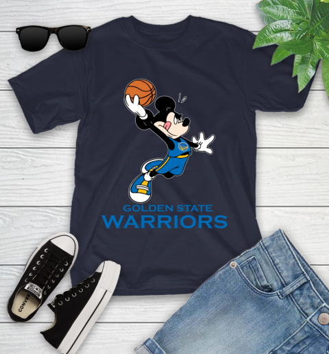 NBA Basketball Golden State Warriors Cheerful Mickey Mouse Shirt Youth T-Shirt 3