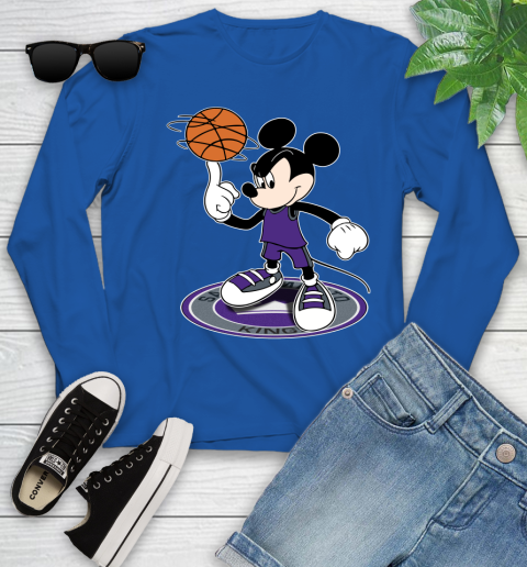 NBA Basketball Sacramento Kings Cheerful Mickey Disney Shirt Youth Long Sleeve 10