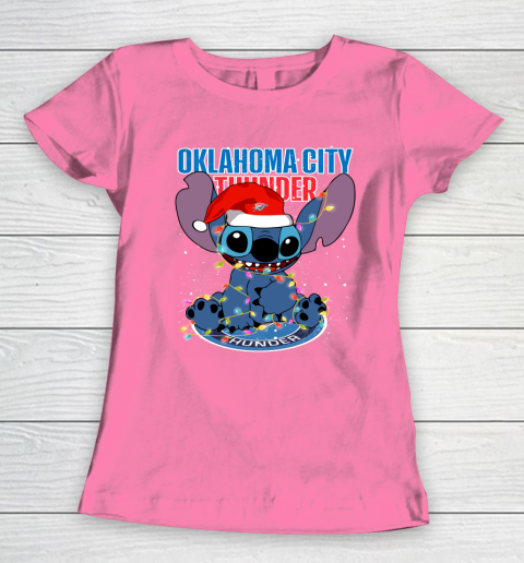 Oklahoma City Thunder NBA noel stitch Basketball Christmas Women's T-Shirt 9