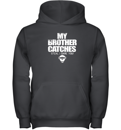 Cool Baseball Catcher Funny Shirt Cute Gift Brother Sister Youth Hoodie