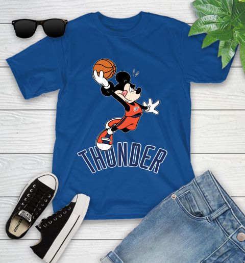 NBA Basketball Oklahoma City Thunder Cheerful Mickey Mouse Shirt Youth T-Shirt 9