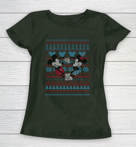 Disney Mickey And Minnie Mouse Christmas Ugly Sweater Style Women's T-Shirt 4