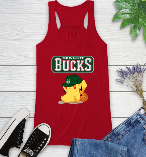 NBA Pikachu Basketball Sports Milwaukee Bucks Racerback Tank 6