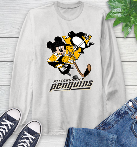 NHL Pittsburgh Penguins Mickey Mouse Disney Hockey T Shirt Long Sleeve T-Shirt