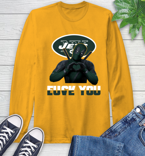 NHL New York Jets Deadpool Love You Fuck You Football Sports Long Sleeve T-Shirt 2