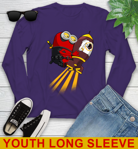NFL Football Washington Redskins Deadpool Minion Marvel Shirt Youth Long Sleeve 4