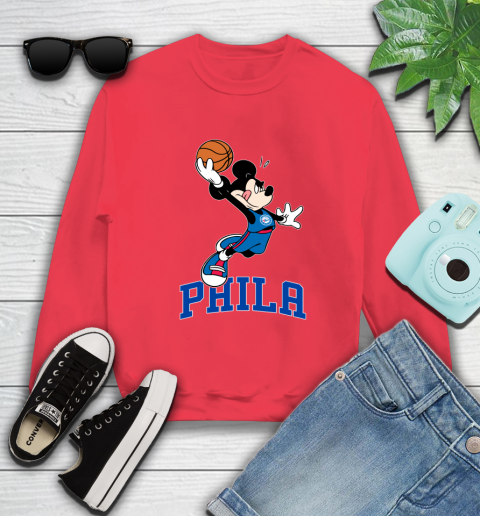 NBA Basketball Philadelphia 76ers Cheerful Mickey Mouse Shirt Sweatshirt 10