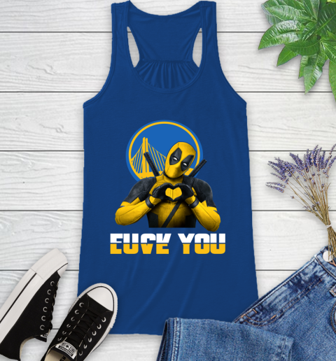 NBA Golden State Warriors Deadpool Love You Fuck You Basketball Sports Racerback Tank 8