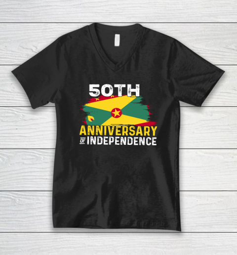 Grenada 50th Independence 50 Anniversary Grenadian Flag V-Neck T-Shirt