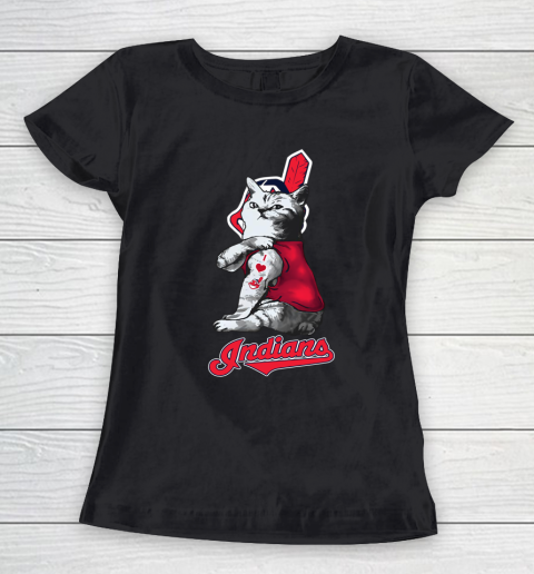 MLB Baseball My Cat Loves Cleveland Indians Women's T-Shirt