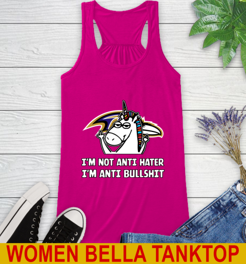 Baltimore Ravens NFL Football Unicorn I'm Not Anti Hater I'm Anti Bullshit Racerback Tank 8