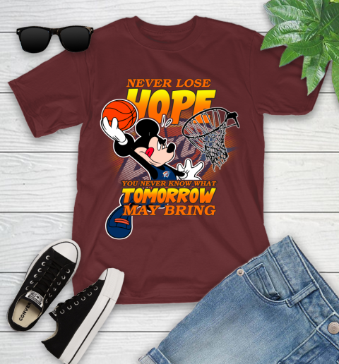 Oklahoma City Thunder NBA Basketball Mickey Disney Never Lose Hope Youth T-Shirt 14