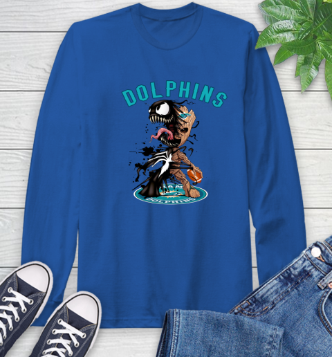NFL Miami Dolphins Football Venom Groot Guardians Of The Galaxy Long Sleeve T-Shirt 9