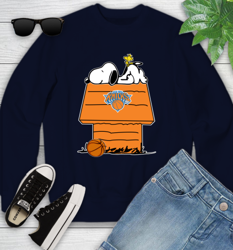 New York Knicks NBA Basketball Snoopy Woodstock The Peanuts Movie Youth Sweatshirt 3