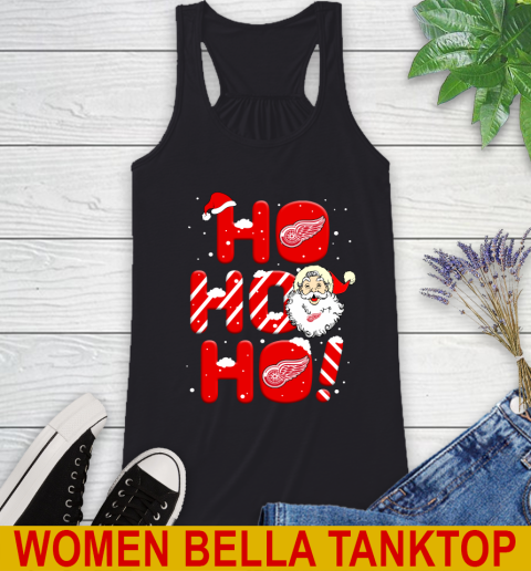 Detroit Red Wings NHL Hockey Ho Ho Ho Santa Claus Merry Christmas Shirt Racerback Tank