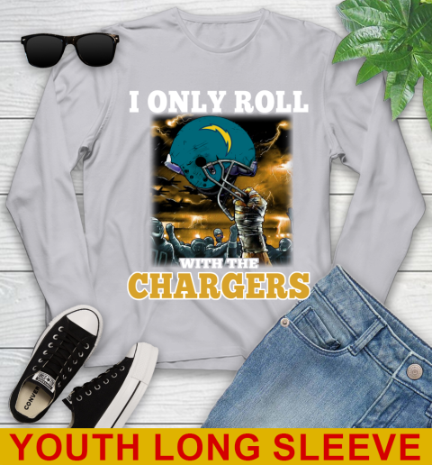 Los Angeles Chargers NFL Football I Only Roll With My Team Sports Youth Long Sleeve 5