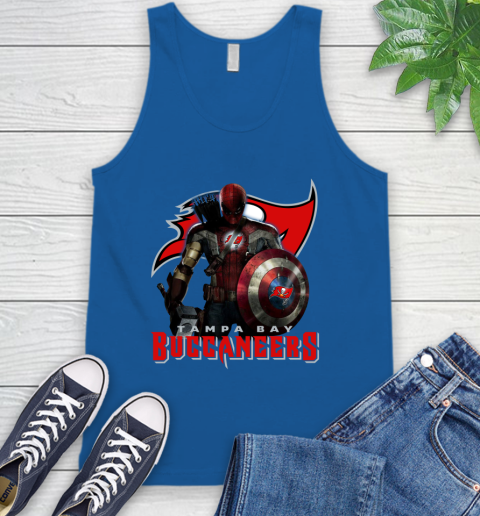 NFL Captain America Thor Spider Man Hawkeye Avengers Endgame Football Tampa Bay Buccaneers Tank Top 5