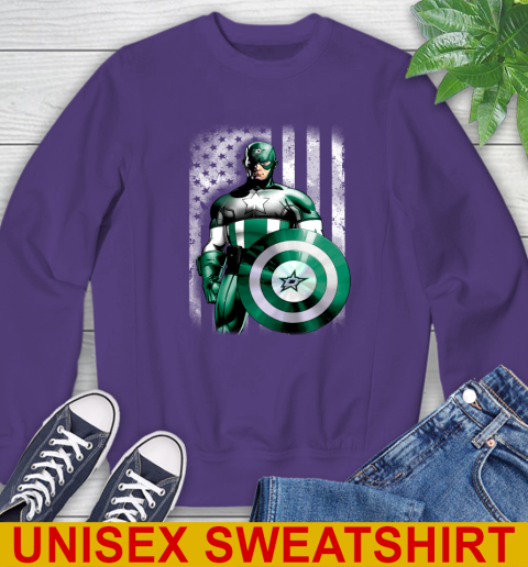 Dallas Stars NHL Hockey Captain America Marvel Avengers American Flag Shirt Sweatshirt 4