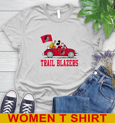 NBA Basketball Portland Trail Blazers Pluto Mickey Driving Disney Shirt Women's T-Shirt