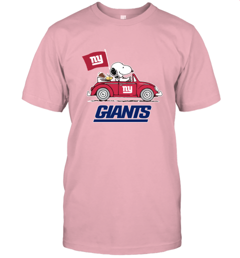 Snoopy And Woodstock Ride The New York Giants Car NFL Unisex Jersey Tee