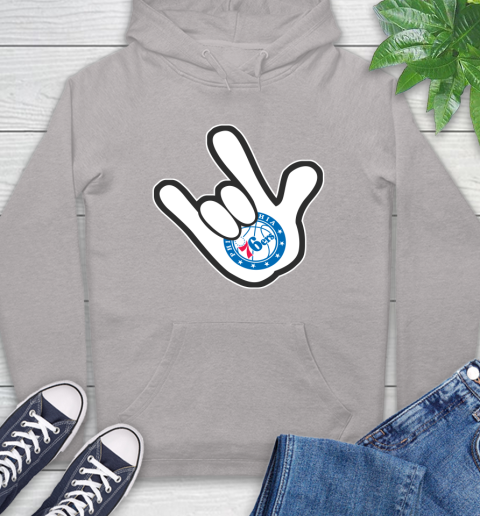 Philadelphia 76ers NBA Basketball Mickey Rock Hand Disney Hoodie 12