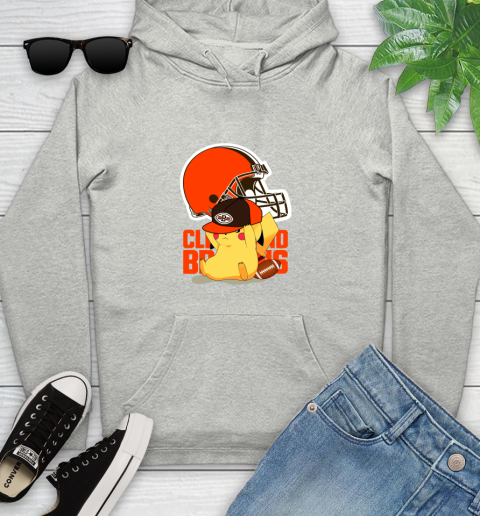 NFL Pikachu Football Sports Cleveland Browns Youth Hoodie