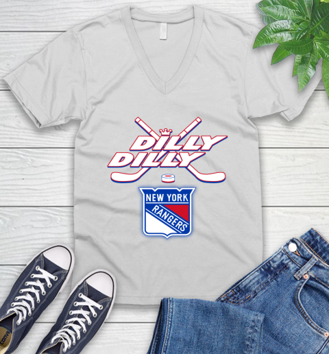 NHL New York Rangers Dilly Dilly Hockey Sports V-Neck T-Shirt