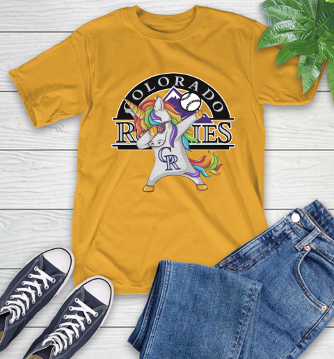 Colorado Rockies MLB Baseball Funny Unicorn Dabbing Sports T-Shirt 3