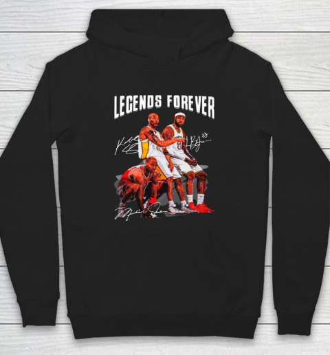 Kobe Bryant Lebron James And Michael Jordan Legends Forever Signatures Hoodie
