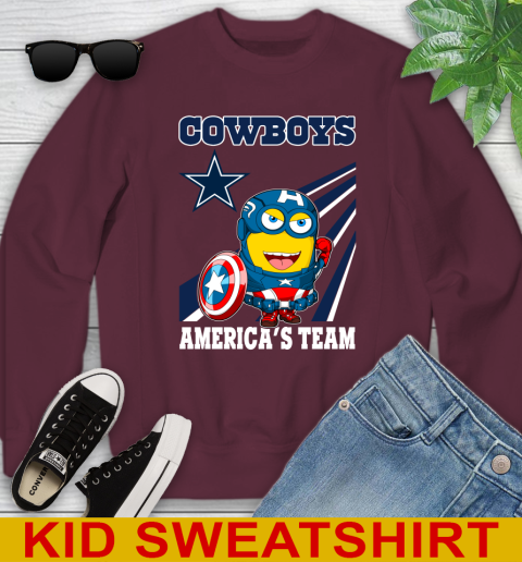 NFL Football Dallas Cowboys Captain America Marvel Avengers Minion Shirt Youth Sweatshirt 4