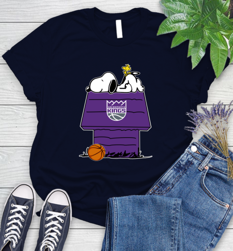 Sacramento Kings NBA Basketball Snoopy Woodstock The Peanuts Movie Women's T-Shirt 3