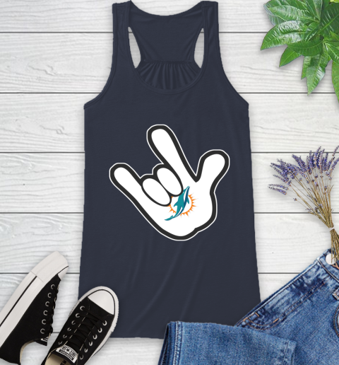Miami Dolphins NFL Football Mickey Rock Hand Disney Racerback Tank 12