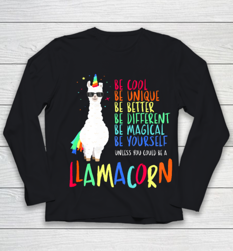Funny Llamacorn Funny Cute Llama Unicorn Youth Long Sleeve