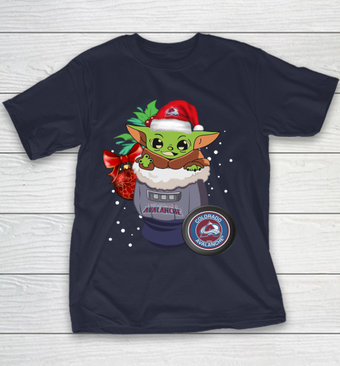 Colorado Avalanche Christmas Baby Yoda Star Wars Funny Happy NHL Youth T-Shirt 5 Colorado Avalanche Christmas Baby Yoda Star Wars Funny Happy NHL Youth T-Shirt - Image 5