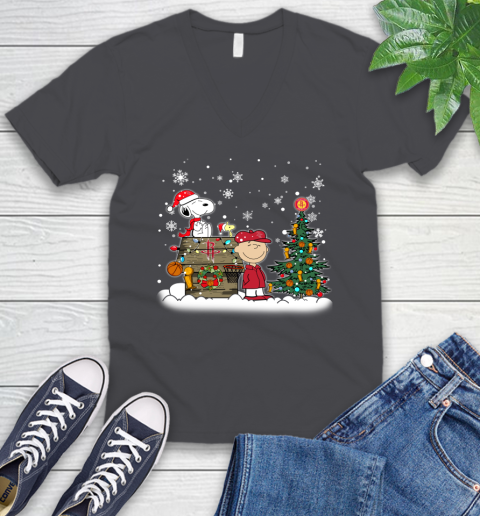 Houston Rockets NBA Basketball Christmas The Peanuts Movie Snoopy Championship V-Neck T-Shirt 4