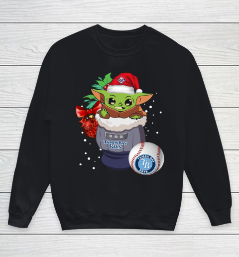 Tampa Bay Rays Christmas Baby Yoda Star Wars Funny Happy MLB Youth Sweatshirt