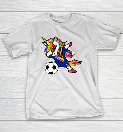 Dabbing Unicorn Bosnia and Herzegovina Football Flag Soccer T-Shirt