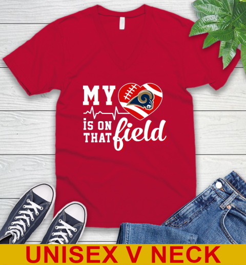 NFL My Heart Is On That Field Football Sports Arizona Cardinals V-Neck T-Shirt 6