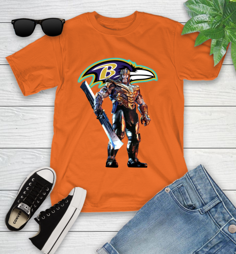 NFL Thanos Gauntlet Avengers Endgame Football Baltimore Ravens Youth T-Shirt 7