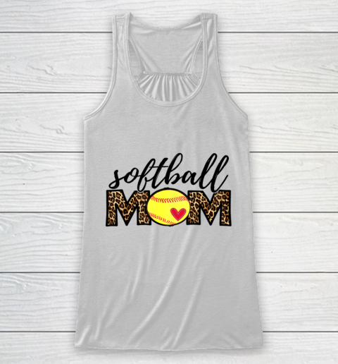 Softball Mom Leopard Funny Baseball Mom Mother s Day 2021 Racerback Tank
