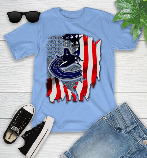 Vancouver Canucks NHL Hockey American Flag Youth T-Shirt 15