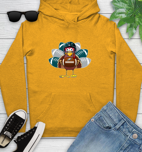 Philadelphia Eagles Turkey Thanksgiving Day Youth Hoodie 3