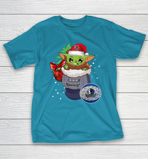 Dallas Mavericks Christmas Baby Yoda Star Wars Funny Happy NBA T-Shirt 8