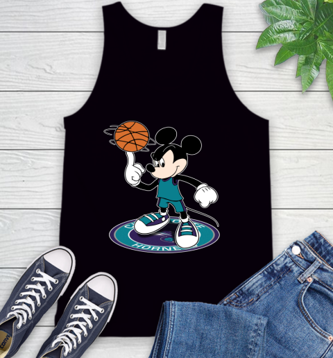 NBA Basketball Charlotte Hornets Cheerful Mickey Disney Shirt Tank Top