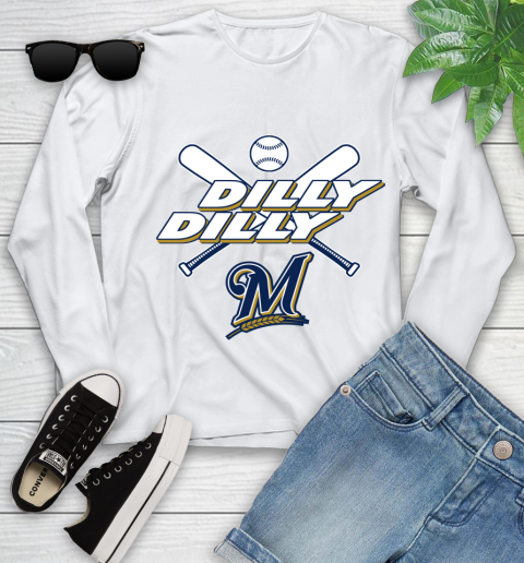 MLB Milwaukee Brewers Dilly Dilly Baseball Sports Youth Long Sleeve