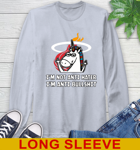 Miami Heat NBA Basketball Unicorn I'm Not Anti Hater I'm Anti Bullshit Long Sleeve T-Shirt 6